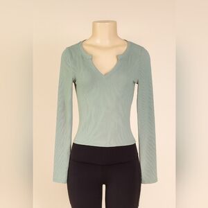 Hollister Ribbed Long Sleeve Notch Neck Top